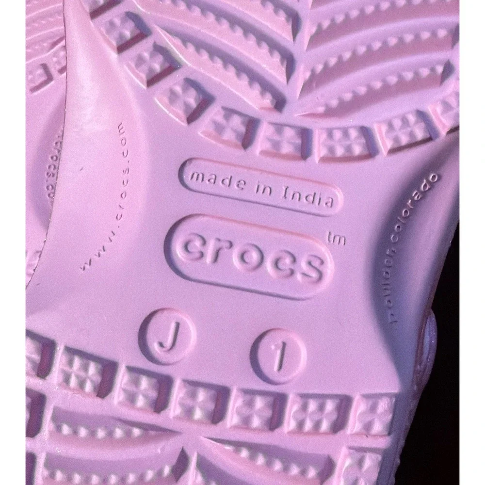 NEW Crocs Sizes C11 - J1 Kids' Classic Glitter Clog - Pink Tweed Glitter